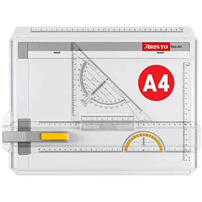 Abbildung von Aristo AR70442 Geo Board Zeichenplatte (Format: A4, schlagfester Kunststoff, inkl. Schnellzeichendreieck AR7090) weiß