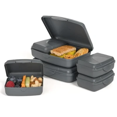 Abbildung von Hausfelder Brotdosen Set flach Brotdose für Kinder und Erwachsene mit Fächern (SlateGrey, 6er Set)