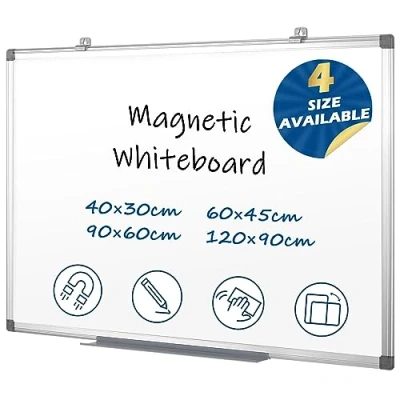 Abbildung von Swansea Whiteboard 60x45cm, Magnettafel Magnetwand mit Aluminiumrahmen, Pinnwand Magnetisch, Trocken Abwischbar, White Board für Küche, Büro und Schule