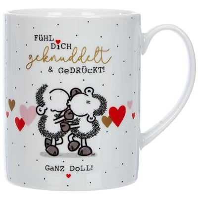 Abbildung von Sheepworld , Porzellan XL Tasse &quot;Fühl Dich geknuddelt&quot;: Geschenktasse Dekor, (1er Pack), Mehrfarbige