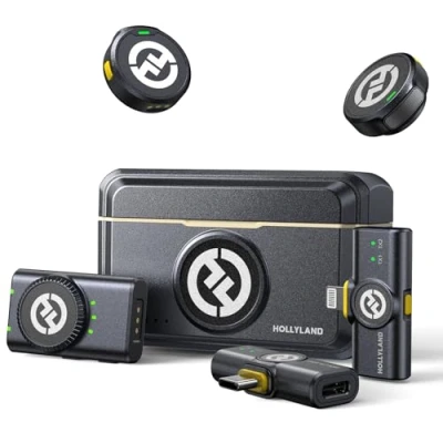 Abbildung von Hollyland Lark M2 Wireless Lavalier Mikrofon (2TX+3RX) für Kamera, iPhone, Android, PC, 48kHz/24 bit Hi Fi Audio 40H Dauer 300m Reichweite, ENC Antischall Ansteckmikrofon kabellos Vlog YouTube