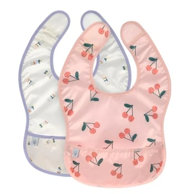 Abbildung von LÄSSIG Baby Lätzchen Set 2 Stk. mit Auffangschutz wasserabweisend Klettverschluss/Lightweight Bib Happy Fruits Cherry