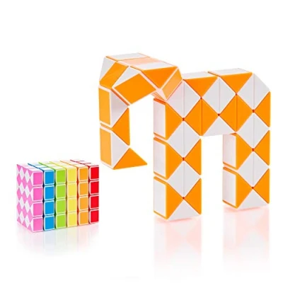 Abbildung von CUBIDI® Original Magic Snake 48 Blöcke Orange Knobelspiele für Kinder &amp; Erwachsene Ideal als Mitgebsel Kindergeburtstag Gastgeschenke oder kleine Geschenke