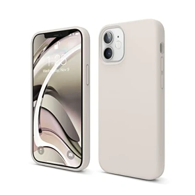 Abbildung von elago Liquid Silicone Case Kompatibel mit iPhone 12 Mini Hülle (5,4&quot;), Hochwertiges Silikon, Rundumschutz Handyhülle : 3 Layer Struktur Schutzhülle (Taupe)