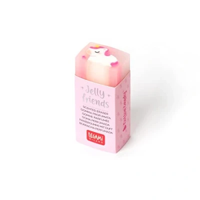 Abbildung von Legami Duftgummi, Jelly Friends, 2,2 x 5 cm, Einhorn Thema, Aroma Zuckerwatte, weiches und sauberes Löschen