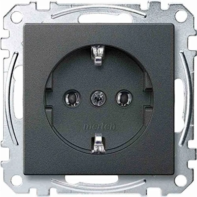 Abbildung von Schneider Electric Merten MEG2301 0414 Schuko Steckdose, Steckklemmen, Schutzkontaktsteckdose, System M, Anthrazit, Made in Germany