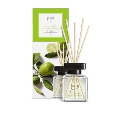 Abbildung von ipuro Essentials Raumduft LIME LIGHT 50ml Raumerfrischer mit Zitronengras, Bergamotte, Orange, Geranie, Maiglöckchen &amp; Vanilleblumen Duft Aroma Diffuser Stäbchen Lufterfrischer für Wohnung