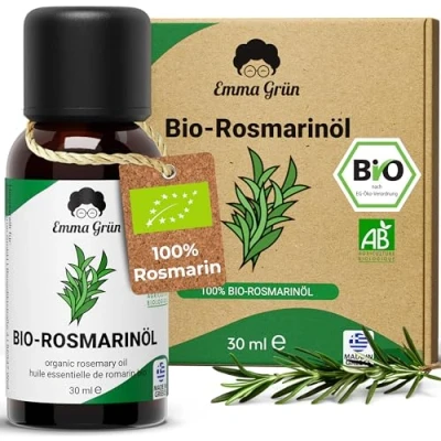 Abbildung von Emma Grün® Bio Rosmarinöl hochdosiert [100% Naturrein] Rosemary Oil Naturreines 30ml QUALITÄT AUS GRIECHENLAND Ätherische Öle Naturrein