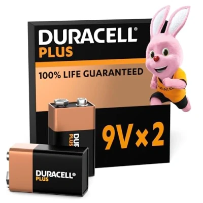 Abbildung von Duracell Batterien 9 V Plus, 2 Stück, 6LR61 MX1604, Black, Lot de