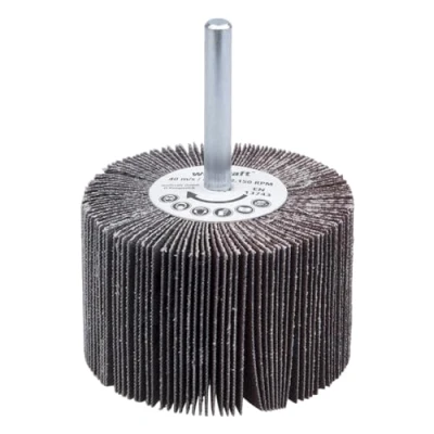 Abbildung von wolfcraft Fächerschleifer I 2035000 Körnung 150 ø60x40 mm Schleifaufsatz für Bohrmaschinen Holz, Metall und Farbe Polierzubehör