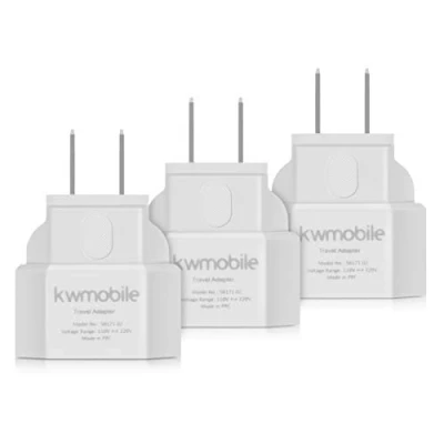 Abbildung von kwmobile 3X Reiseadapter USA Eurostecker Reise Adapter zu Typ A Steckdose in z. B. Kanada Mexiko Japan Stromadapter Urlaub Weiß