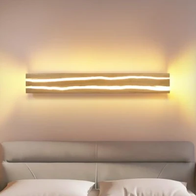 Abbildung von ZMH Wandlampe LED Wandleuchte Innen Holz Modern Flurlampe 3000K Warmweiß 50CM Indirekt Wohnzimmerlampe 8W Bettlampe Flur Treppenhauslampe Wandbeleuchtung für Treppenhaus Wohnzimmer Schlafzimmer