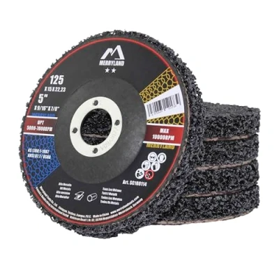 Abbildung von Merryland CSD Scheibe 125 Farbe Rost Winkelschleifer, 125mm Schwarz Reinigungsscheibe Entroster Metall Edelstahl Stahl Grobreinigungsscheibe Grobschleifscheibe 5 Stück, Craft Line SC108114 05