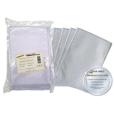 Abbildung von Waschhandschuhe Einmal Einweg ultrasoft Profi Qualität Molton Waschlappen weiss Original Tiga Med Qualität, 100 Stück