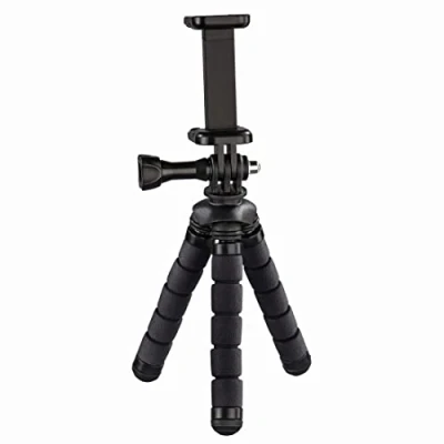 Abbildung von Hama Flex Ministativ 1/4 Zoll Arbeitshoehe=7 14cm Schwarz Fuer Smartphones und GoPro, 00004609, 14 cm