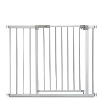 Abbildung von hauck Treppenschutzgitter / Türschutzgitter Stop N Safe 2 mit 21 cm Verlängerung für Breiten 96 101 cm, ohne Bohren, 0 24 Monate, Einhändiges Öffnen, Beidseitig Schwenkbar, Metall (Silver)