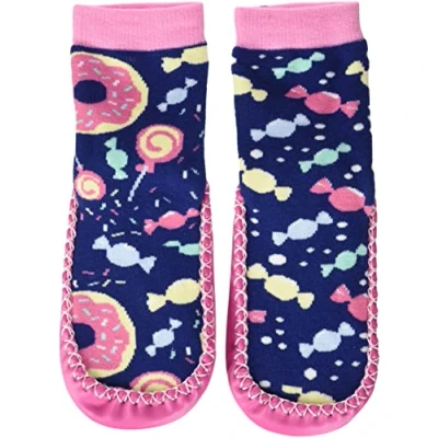 Abbildung von Playshoes Jungen Unisex Kinder Hüttenschuhe Hausschuh, Marine/rosa Bonbons, 28/29 EU