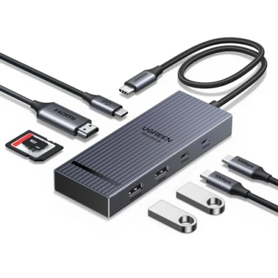 Abbildung von UGREEN Revodok Pro 10Gbps USB C Hub, Adapter mit HDMI 4K@60Hz, Docking Station A 3.2, 2*USB SD/TF Kartenleser, PD 100W Kompatibel MacBook, Surface, iPad und mehr