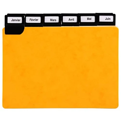 Abbildung von Exacompta 13752E Trennblätter Colorspan 24 teilig DIN A6 150x105mm quer mit schwarzen Metalltaben Register gelb