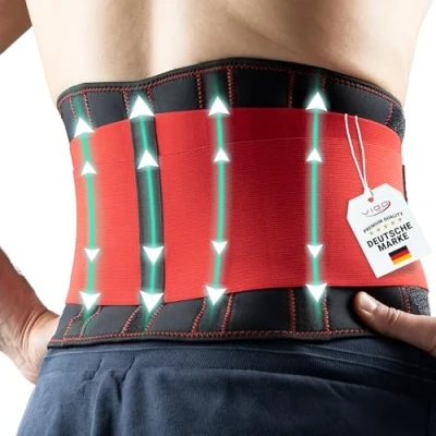 Abbildung von VIGO SPORTS Rückenbandage waschmaschinenfest Anti Schweiß Nierengurt für effektive Stabilisierung des Rückens Rückenstützgürtel Herren &amp; Damen wärmender Lendenwirbelstütze Gürtel