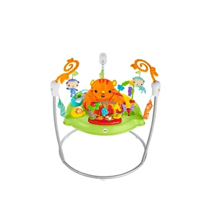 Abbildung von Fisher Price CHM91 Spielspaß Rainforest Jumperoo, mit Lichtern und Musik, höhenverstellbar, Babyspielzeug ab der Geburt