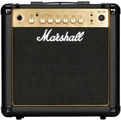 Abbildung von Marshall MG15GR Gitarren Combo Verstärker mit Reverb, Übungsverstärker geeignet für E Gitarre Schwarz und Gold