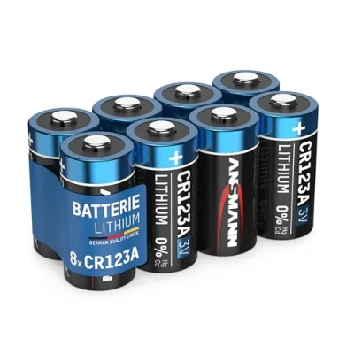 Abbildung von ANSMANN CR123A 3V Lithium Batterie, 8 Stück, 1500mAh, Einwegbatterie für Alarmsysteme Spielzeug Taschenlampen Kamerablitz, Rundzelle, leistungsstark