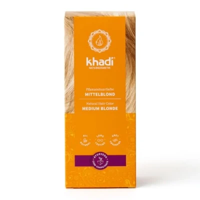 Abbildung von khadi Mittelblond Pflanzenhaarfarbe, Haarfarbe für lebendiges bis zu kraftvoll glänzendem Rotblond, Naturhaarfarbe 100% pflanzlich, natürlich, und Zertifizierte Naturkosmetik, 100g