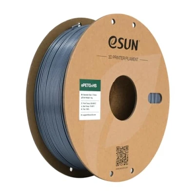 Abbildung von eSUN PETG Filament 1.75mm, PETG+HS Hochgeschwindigkeits 3D Drucker Filament, Maßgenauigkeit +/ 0.03mm, 1KG Spule (2.2 LBS) Schnelligkeit für High Speed Drucker,Einfarbig Grau