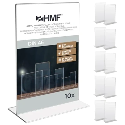Abbildung von HMF 46920 Acryl Tischaufsteller gerade 10 Stück DIN A6 Hochformat Glasklar
