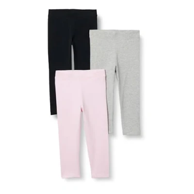 Abbildung von Amazon Essentials Mädchen Leggings, 3er Pack, Grau Meliert/Hellrosa/Schwarz, 10 Jahre