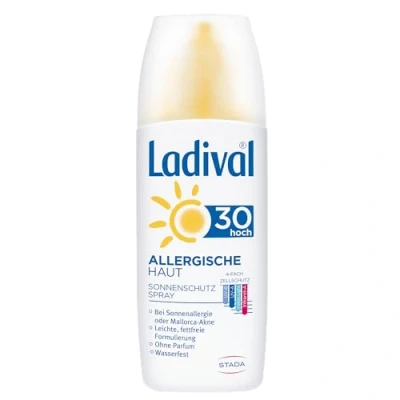 Abbildung von Ladival Allergische Haut Sonnencreme Spray LSF 30 Parfümfreies, Sonnenspray für Allergiker ohne Farb und Konservierungsstoffe, wasserfest 1 x 150 ml