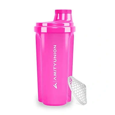 Abbildung von Eiweiß Shaker „Heaven“ 500 ml auslaufsicher, BPA frei, mit Sieb &amp; Skala ORIGINAL für cremige Whey Proteinpulver Shakes, Protein Isolate BCAA Konzentrate, Shaker, Fitness Mixer in Pink