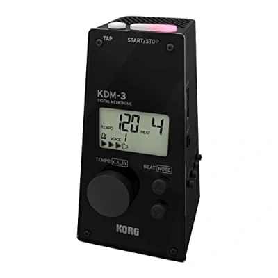 Abbildung von KORG Metronom KDM3, digitales in Pyramidenform, mit integrierter Sound und Rhythmusauswahl, Out Stimmgerät, schwarz