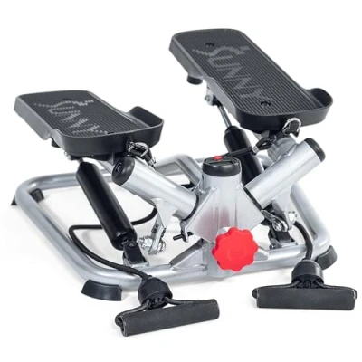 Abbildung von Sunny Health &amp; Fitness Stepper per esercizi a casa, Scale Twist Basso impatto Allenamento completo del Corpo Con fasce di resistenza SF S0979