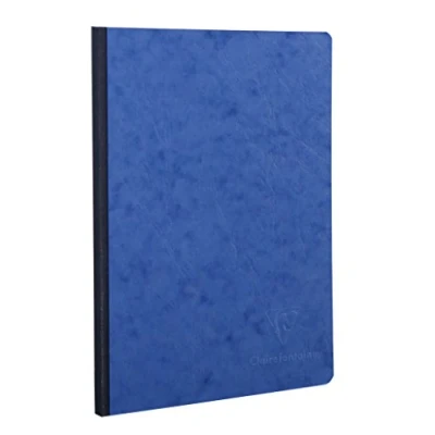 Abbildung von Clairefontaine 791404C Notizbuch / Kladde Age Bag DIN A4 21x29,7 cm, blanko, 96 Blatt, 90g, geleimt mit Lederstruktur, bedruckten Vorsatzblättern, Blau, 1 Stück