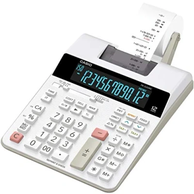 Abbildung von CASIO Druckender Tischrechner FR 2650RC, 12 stellig, 2 Farbdruck, Steuerberechnung, Netzbetrieb inkl. Netzteil, único