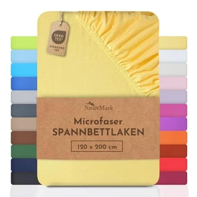 Abbildung von NatureMark Mikrofaser SPANNBETTLAKEN zum Sparpreis! viele Größen und Farben Markenware (120x200 cm, gelb)