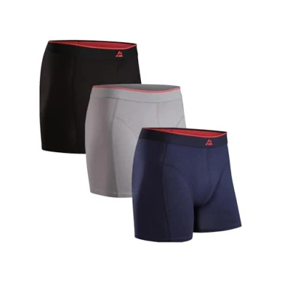 Abbildung von DANISH ENDURANCE 3er Pack Bambus Boxershorts Herren, Atmungsaktive Unterhosen Mit oder ohne Eingriff, Mehrfarbig (1x Schwarz, 1x Grau, Marineblau), L