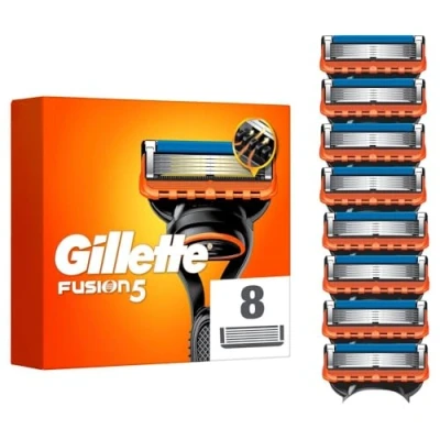 Abbildung von Gillette Fusion5 8 Ersatzklingen, mit größerem Gleitstreifen für ein sanftes Gleiten und 5 Klingen eine unglaublich gründliche komfortable Rasur