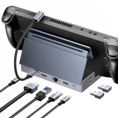Abbildung von UGREEN Steam Deck Dock 9 in 1 Dockingstation 4K@60Hz HDMI 10Gbps USB Ports Verstellbarer Ständer Kompatibel mit OLED, ASUS ROG Ally X, Legion Go, MSI Claw, iPad Air/Pro, MacBook Pro M4 usw.