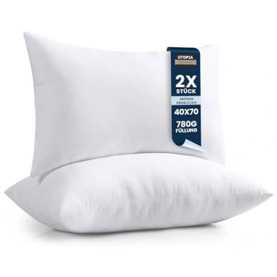 Abbildung von Utopia Bedding 2er Set Kissenfüllung 40 x 70 cm, Innenkissen Füllkissen Kopfkissen Sofakissen (Weiß)