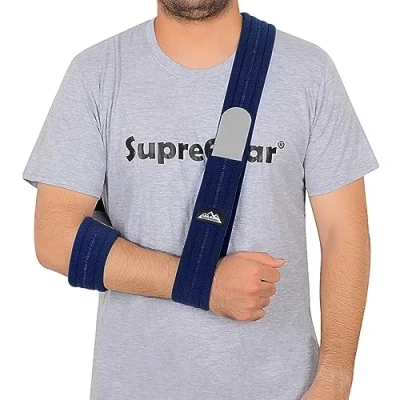 Abbildung von supregear Armschlinge, Verstellbar Leicht Komfortabel Schulterschlinge, Atmungsaktiv, Medizinische Schulterstütze für Verletzten Arm/Hand/Ellenbogen, Dunkelblau