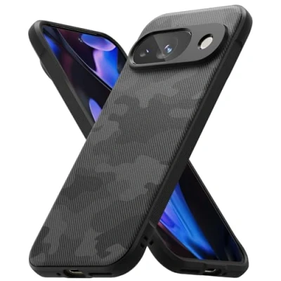 Abbildung von Ringke Onyx Case Kompatibel mit Google Pixel 9 Hülle, Militär Muster Fester Griff rutschfeste Schlanke Anti Fingerabdruck Robuste TPU Stoßfeste Handyhülle Camo Black