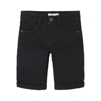 Abbildung von Name it Silas SLIM Jeans Shorts für Kinder, Größe: 128, Black denim