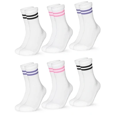 Abbildung von Occulto Damen Retro Tennis Socken 6er Pack (Modell: Serena), Sport Weiß Pink 35 38