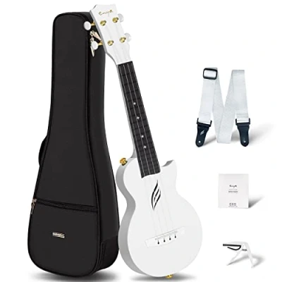Abbildung von Enya Ukulele Sopran 21 Zoll Set NOVA U Mini Weiße Akustik für Anfänger Erwachsene Kinder ab 3 15 Jahre Starter Kit mit Koffer Gurt Kapodaster und Saiten Heim Schule Reise
