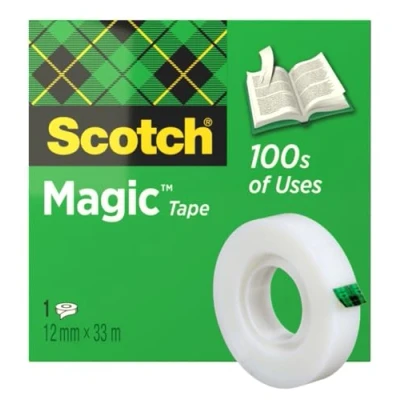 Abbildung von Scotch Magic Tape 1 Rolle, 12 mm x 33 m Unsichtbares Klebeband für allgemeine Zwecke zur Reparatur, Etikettierung und Versiegelung von Dokumenten