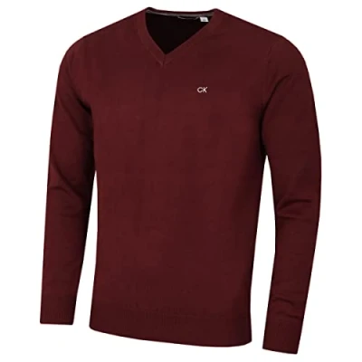 Abbildung von Calvin Klein Herren V Ausschnitt Soft Cotton Pullover Burgundy M