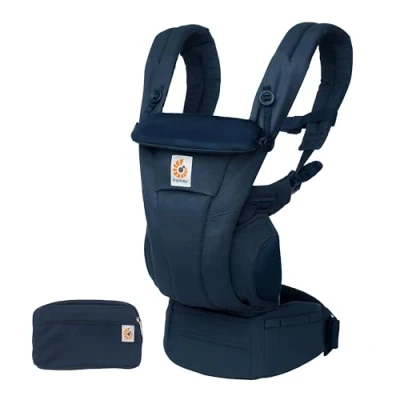 Abbildung von Ergobaby Omni Dream Babytrage für Neugeborene ab Geburt bis 20kg, 4 Positionen SoftTouch Cotton Ergonomische Babybauchtrage Rückentrage Baby Tragetasche, Midnight Blue